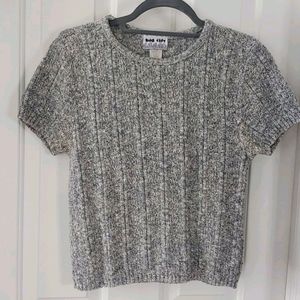 Blue and white marled top